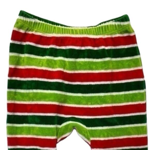Red and Green Striped Footies Pants holiday Christmas Size 9 Months - Picture 2 of 6